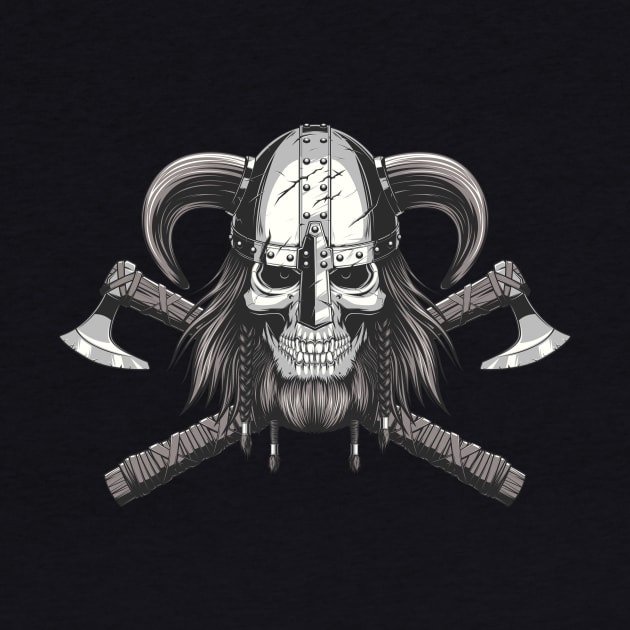 Viking Skull in Helmet and Crossed Axes Graphic by extrinsiceye